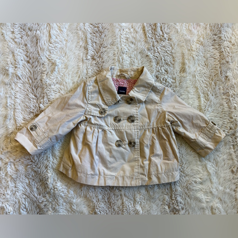 Baby Gap Beige Trench Coat with Red Floral Lining